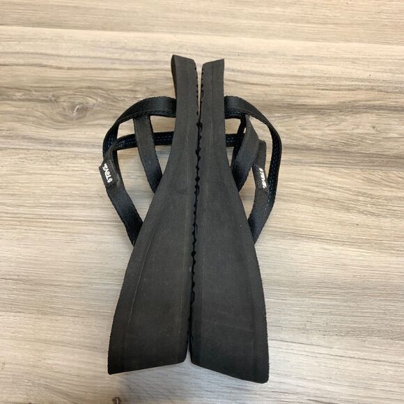 Teva Sandals Womens 9 Mush Mandalyn Flip Flop Fabric Wedge Slip On 1000099 Black - Picture 2 of 10